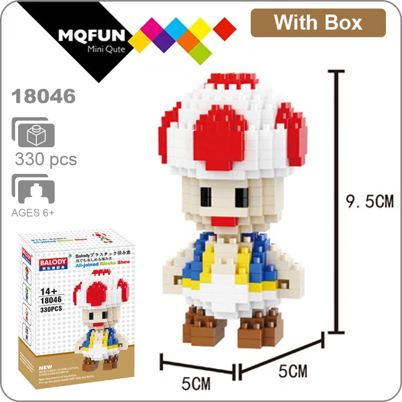 Balody Magic Blocks аниме мультфильм игры Йоши Супер Марио Wario мини блоки микро DIY строительные игрушки Фигурки подарки для детей - Цвет: 18046 With Box