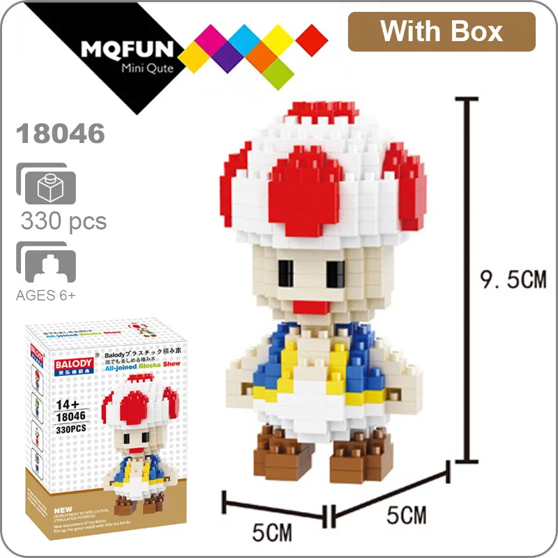 18046 With Box Balody Magic Blocks аниме мультфильм игры Йоши Супер Марио Wario мини блоки микро DIY строительные игрушки Фигурки подарки для детей - Цвет: 18046 With Box