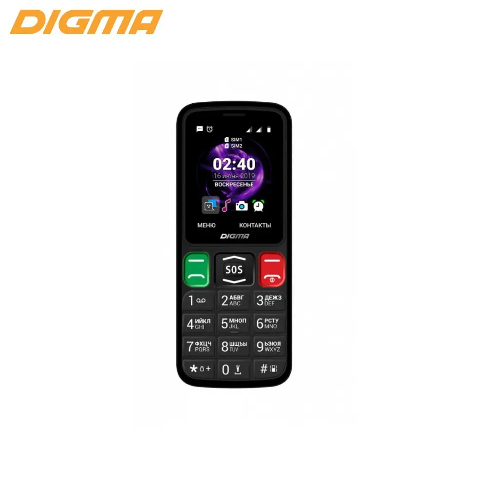 Мобильный телефон Digma S240 Linx черный SC6531E 0.032ГБ 2.44&quot 320x240 0.08Mpix 2Sim (LT2060PM) | Мобильные