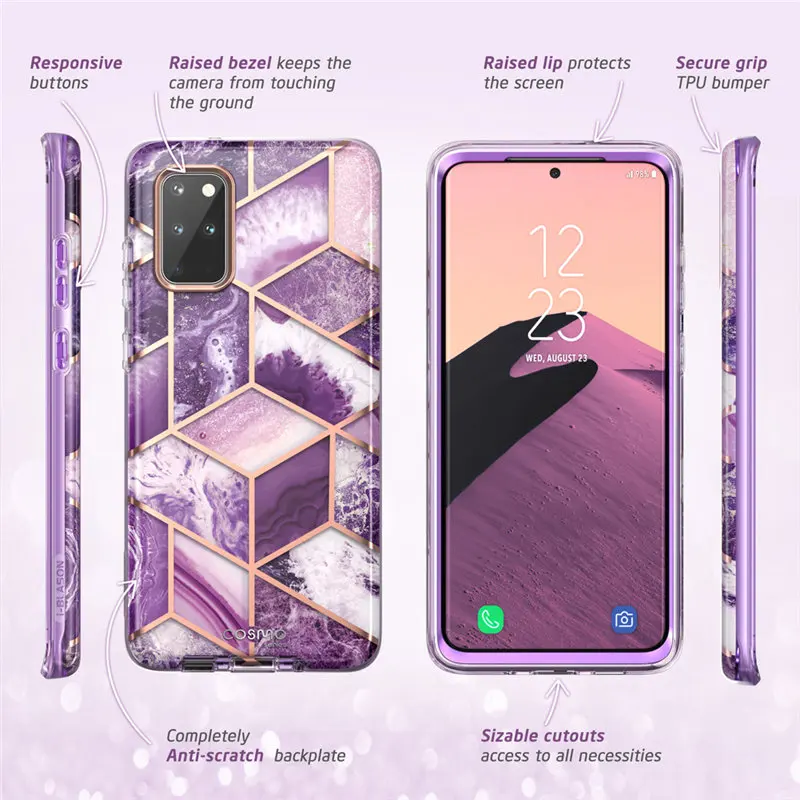 Чехол для Samsung Galaxy S20 Plus 5G полноразмерный блестящий Мраморный чехол бампер i Blason