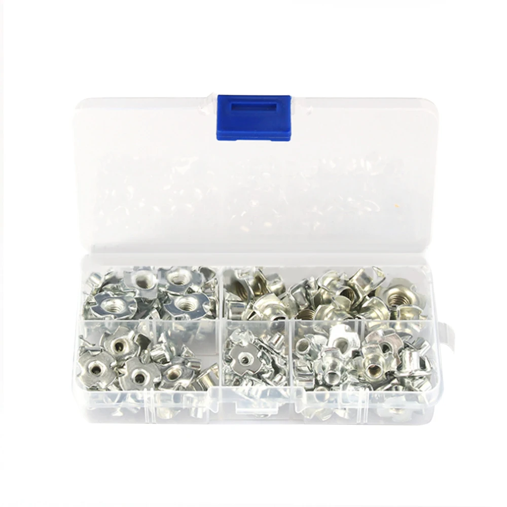 

90PCS M3 M4 M5 M6 M8 Zinc Plated 4 Claws Nut T-nut Furniture Hardware