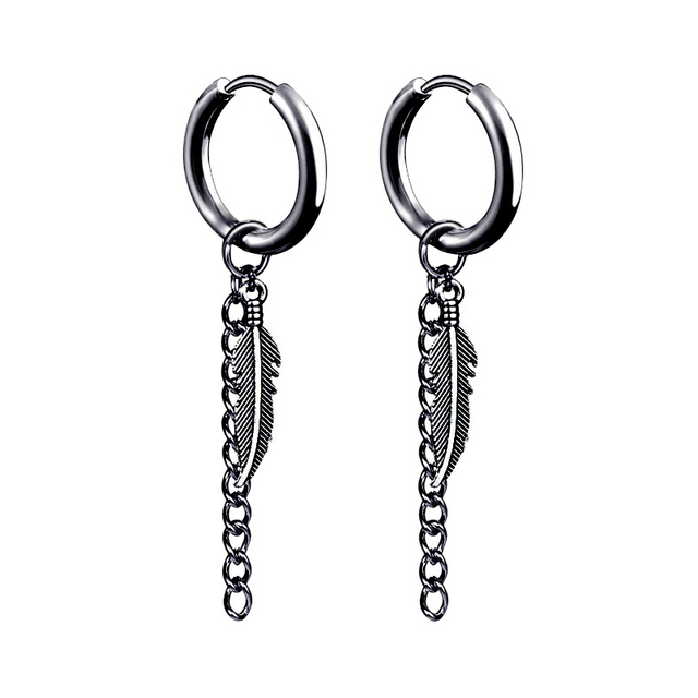 pair Punk Black-color Multiple Styles Stainless Steel Stud Earrings For Men and Women Street Pop Hip Hop Gothic Ear Jewelry