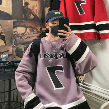 

2019 Autumn And Winter New Loose Printed Round Neck Sweatshirt Fashion Casual Wild Pullover Black / Purple / Red S-XL
