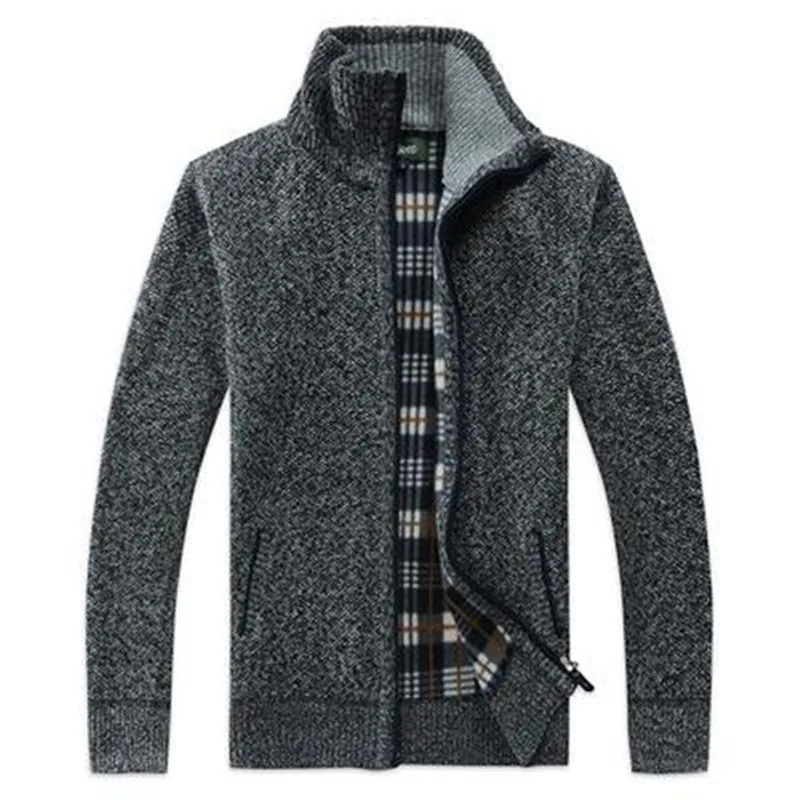 Winter New Sweater Men's Zipper Cardigan Loose Wool Faux Fur Knitted Thicken Warm Jacket Cold Blouse Male Fleece Parkas Coat