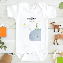 

2021 Summer New Newborn Romper Little Prince Printed Cartoon Aesthetic Baby Clothes Girls Boys White Bodysuit Fashion Kawaii
