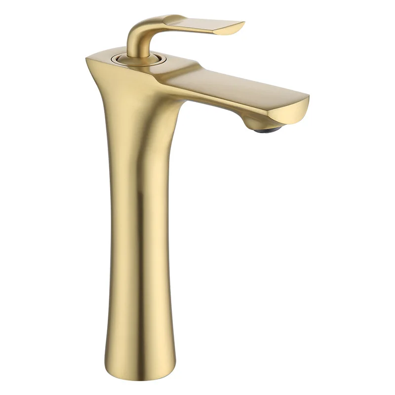 Brushed gold long Скандинавском Стиле кран для ванной комнаты медный смеситель горячей и холодной воды кран для воды матовый золотой/черный/хром туалетный кран - Цвет: Brushed gold long