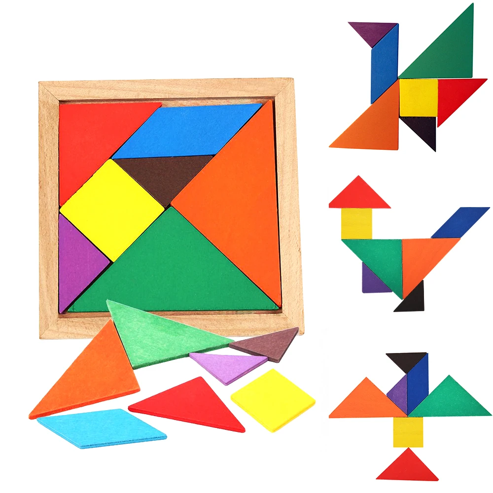Puzzle Wooden Jigsaw Board Math Toys For Children Tangram Brain Teaser Kids Puzzle Toys Game Education Montessori Cubes Gifts