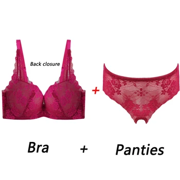 

Elovegirls Deep V Hollow Sexy Lace Thin Section Pushes Up Lingerie Set Comfortable Without Steel Ring Women's Underwear Set