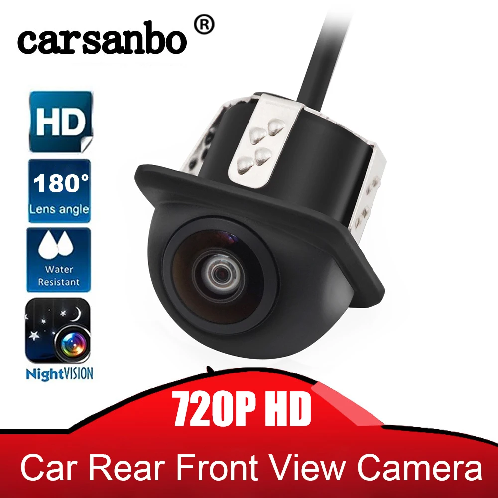 

Carsanbo Car Rear Front Side View Camera Switch 720P HD IP68 Waterproof 180H Wide Angle Night Vision Car Reverse Backup Camera