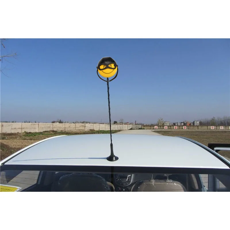 Lovely Happy Smiley ​Face With Wool Hat Car Antenna Pen Topper Aerial Ball Hot