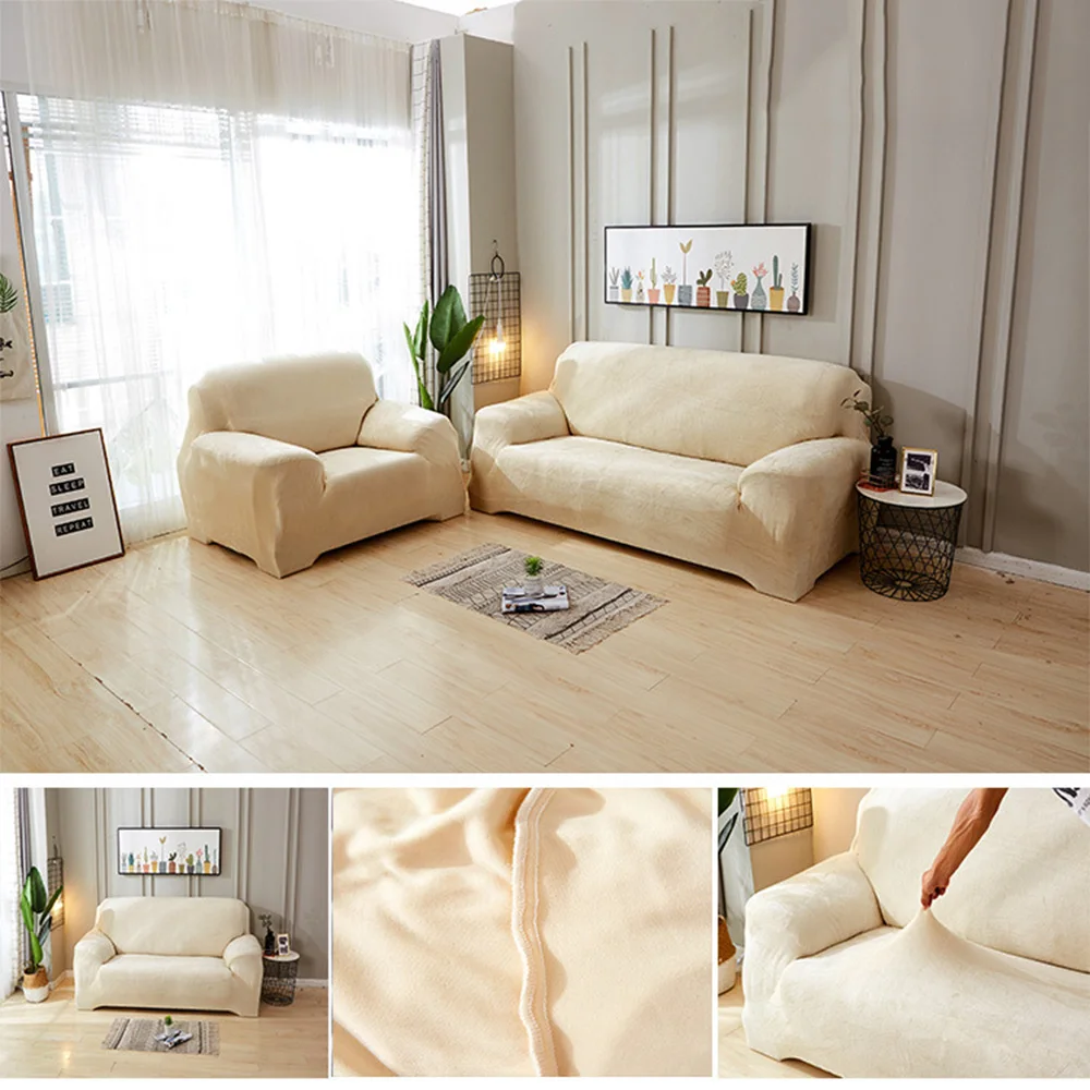 

New 2019 Stretch Velvet Sofa Cover Slipcovers Waterproof Couch Cushion Cover Pillow Case for Single Loveseat 3 Seater 4 Seater