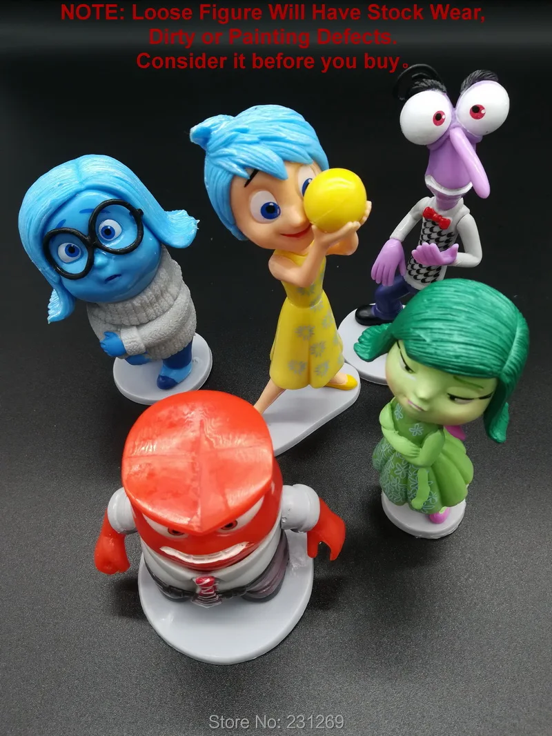 

LOT 5pcs/set Cartoon Movie INSIDE OUT PVC Action Figures Joy Sadness Disgust Anger Fear Collection Toys Kids Gift Cake Topper