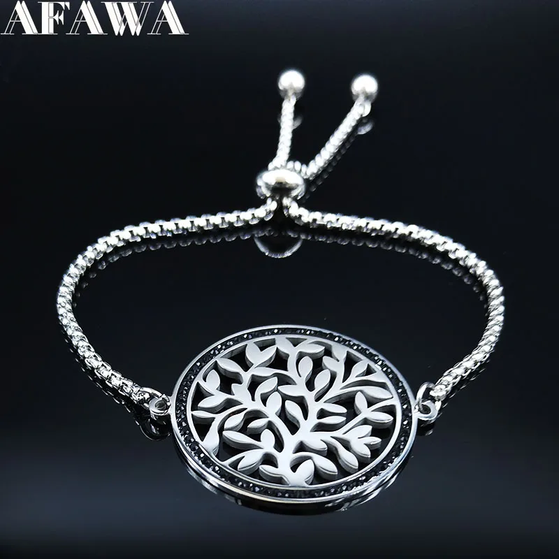 Мода Дерево жизни кристалл из нержавеющей стали браслет цепочка для женщин Серебряный цвет ожерелье ювелирные изделия кадены mujer B18516