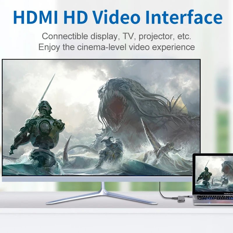 Высокая хаб передачи данных SD/TF карты 7 в 1 концентратор USB TYPE C с 4K HDMI 2 портами