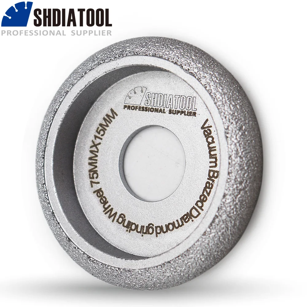 SHDIATOOL 1pc Dia 75mmX15mm Vacuum Brazed Diamond CONVEX Wheel Profile Wheel For Stone Artificial Stone Ceremics Concrete.... shdiatool 1pc dia 20mm 35mm vacuum brazed diamond m14 thread finger bits enlarge shape round bevel existing holes