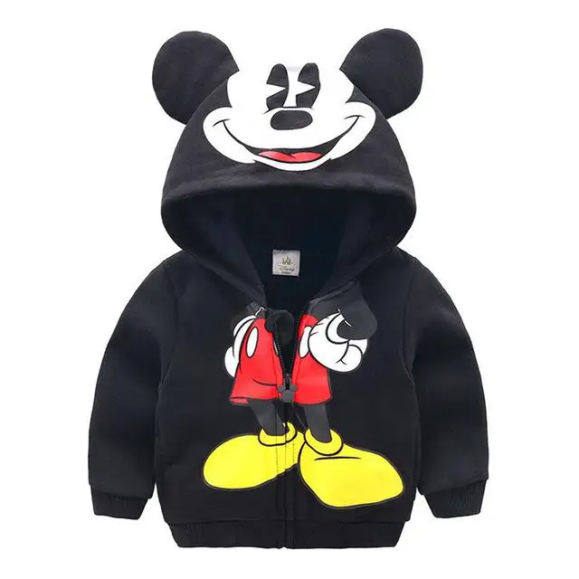Toddler Boy Jacket Spring Autumn Fashion Cute Kids Girl Outerwear Miki Mouse Clothes Moleton Coat Children Zipper Hoodies - Цвет: Черный