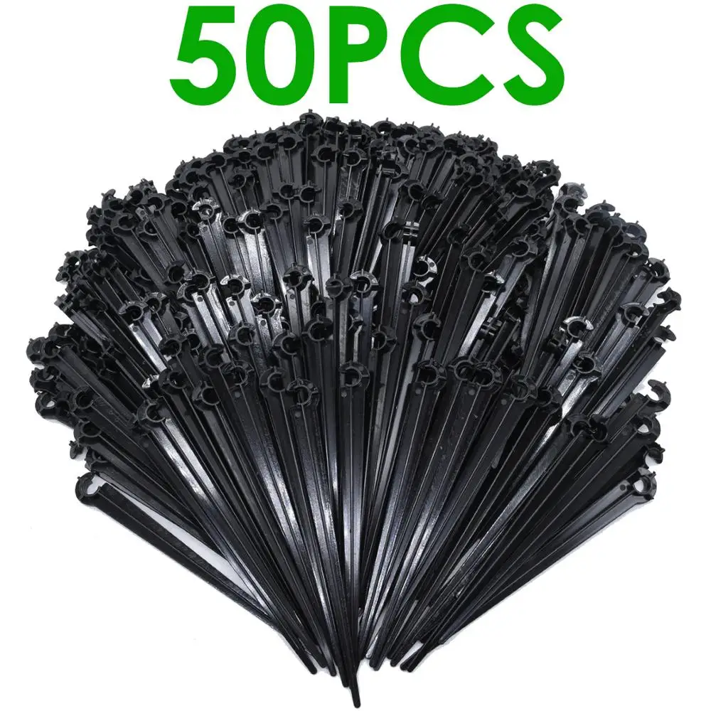 50-200X Garden 1/4 Inch C-type Hook Fixed Support Holder Stakes Stem Fit 4/7mm Hose Watering Drip Irrigation Greenhouse plants irrigation kits,drip irrigation kits,garden irrigation kits,drip irrigation tool