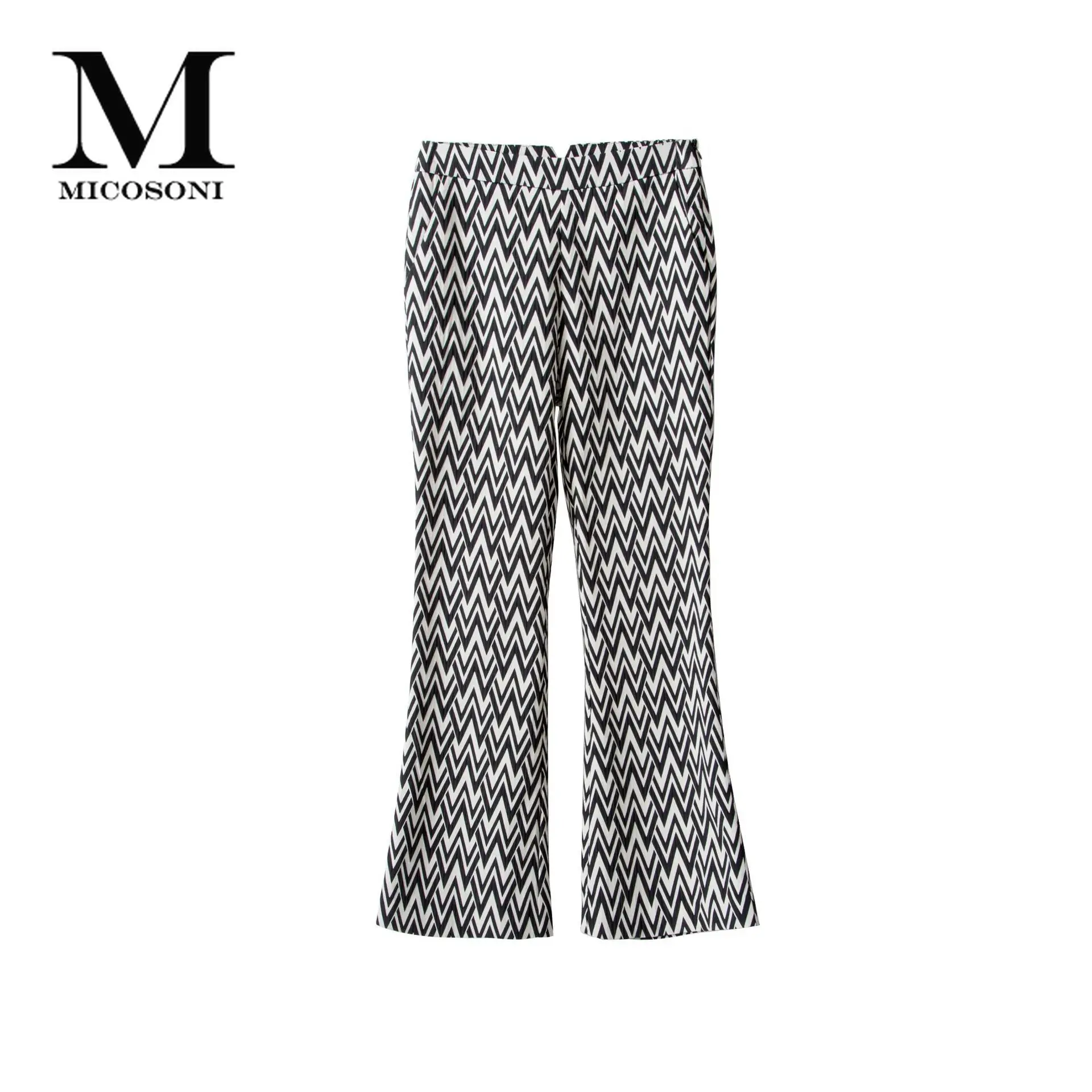 

Commuter High-end Quality 2019 Autumn New Serrated Hip Micro Low Waist Full Length Flared Trousers Cotton Pants for Women S-L