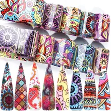 10 шт. Ретро цветок клей для фольги переводные наклейки голографические обертывания слайдер художественное оформление ногтей JIXKH40-53-55