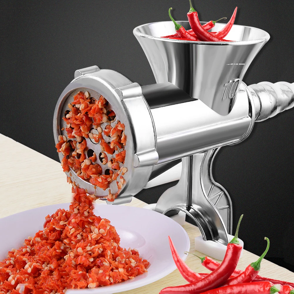 Aluminum Alloy Household Manual Meat Grinder Hand Crank Vegetable Mincer Grinding Machine Durable Kitchen Tool for Grinding Meat/Pepper/Vegetable Meat Grinder Non-Toxic/Sturdy 