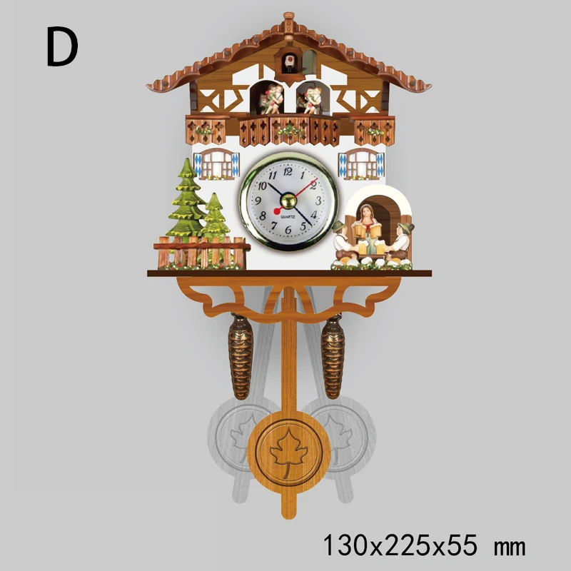 New 3D Handcrafted Wall Clock Wooden Cuckoo Wall Clock Quartz Clock Fashion Christmas Gift Home Art Decor