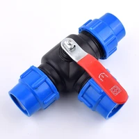 1Pcs 25mm 32mm 40mm 50mm Water Pipe Plastic Steel Core Ball Valve 3-Way Quick Connector T-Type PVC PE Fast Connection 2
