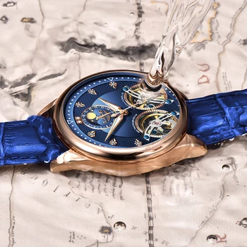 

LIGE New Men Watch Automatic Mechanical Watch Tourbillon High end watch Genuine Leather Waterproof Watch Relogio Masculino 2020
