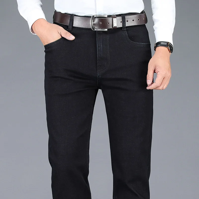 2019 New Autumn Winter Men's Stretch Jeans Business Casual Classic Style Trousers Black Gray Straight Denim Pants Male Brand 2019 New Autumn Winter Men's Stretch Jeans Business Casual Classic Style Trousers Black Gray Straight Denim Pants Male Brand