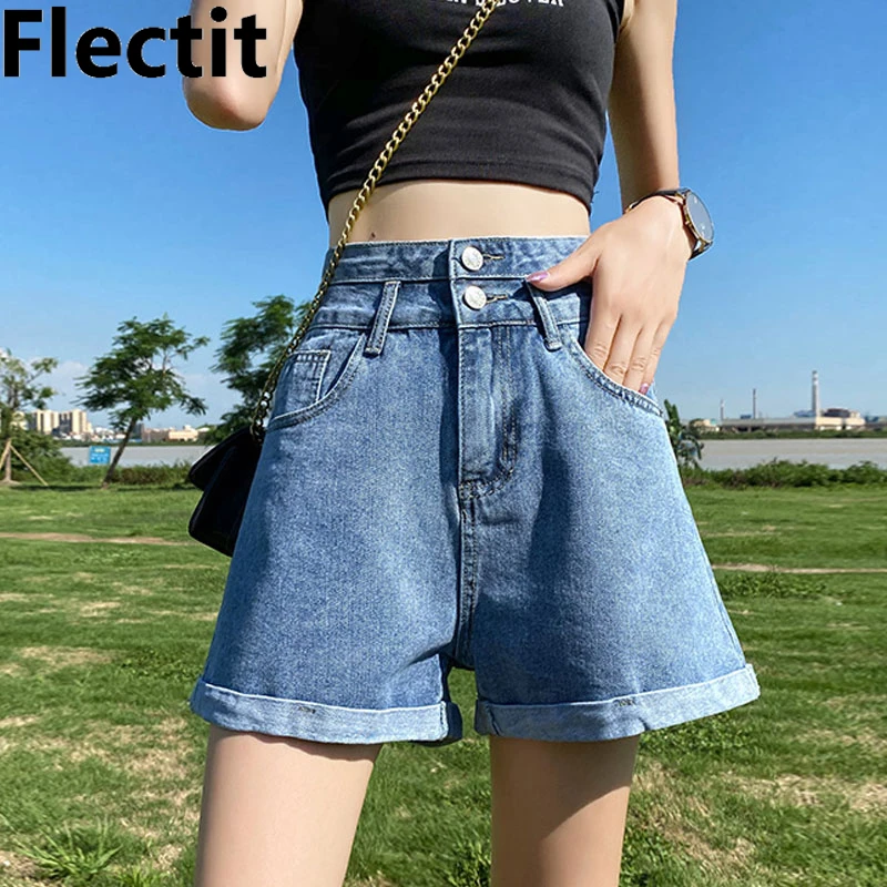 Flectit Womens High Waisted Denim Shorts Baggy Mom Shorts Rolled Up Summer Jean  Shorts Plus Size *|Jeans| - AliExpress