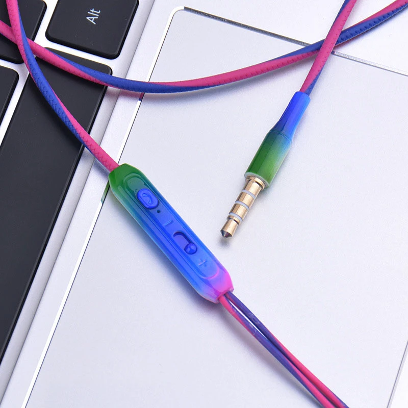 Wired Gaming Headphone Earphone with Mic Super Bass 3.5mm Earbud In-Ear Headset Earphone Color mixing Gradient Gamer Headphone