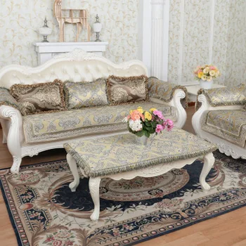 

European style sofa cushion, fabric non-slip cushion backrest armrest towel, leather sofa: towel cover