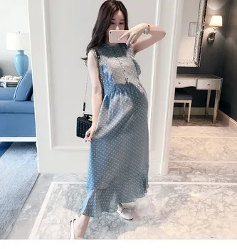 

Summer Maternity Dresses For Photo Shoot Fashion Pregnant Women Clothing Dot Plus Size Long Dress Beach Pregnancy Clothes