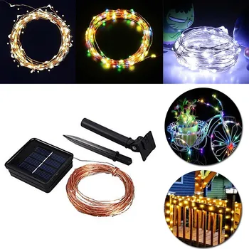 

outdoor Solar Lamps10m Copper Wire Fairy String Patio Lights 33ft100leds Waterproof Garden Wedding Party Christmas Decoration