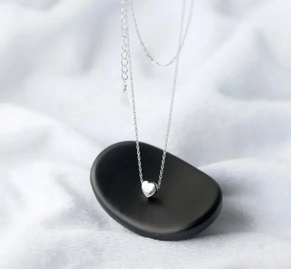 

Authentic 925 Sterling silver Lve heart pendant charm rolo chain necklace FINE jewelry TX1414