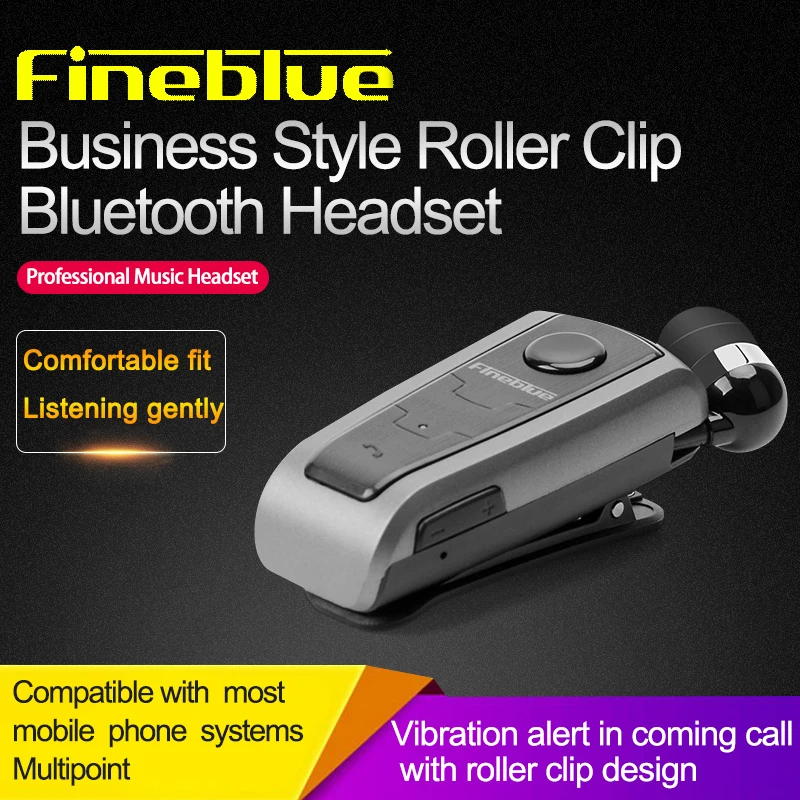 Original Fineblue F910 Wireless Bluetooth V5.0 Headset In-Ear Vibrating Alert Wear Clip Hands Free Earphone For  Game Earphone