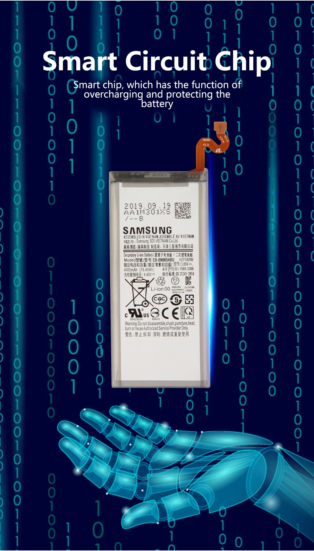 SAMSUNG Original Replacement Battery EB-BN965ABU For Samsung Galaxy Note9 Note 9 SM-N9600 N960F N960U N960N N960W  4000mAh 10000mah battery mobile