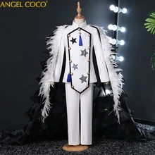 

Luxury Black Shawl Model Catwalk Children's Cloak Boys Dress Performance Dress Prom Costume Formal Pageant Dresses Suit For Boys