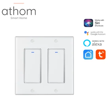 

ATHOM WiFi Smart Light Switch push button Voice Control Works With Siri Alexa google home us standard smartlife tuya APP