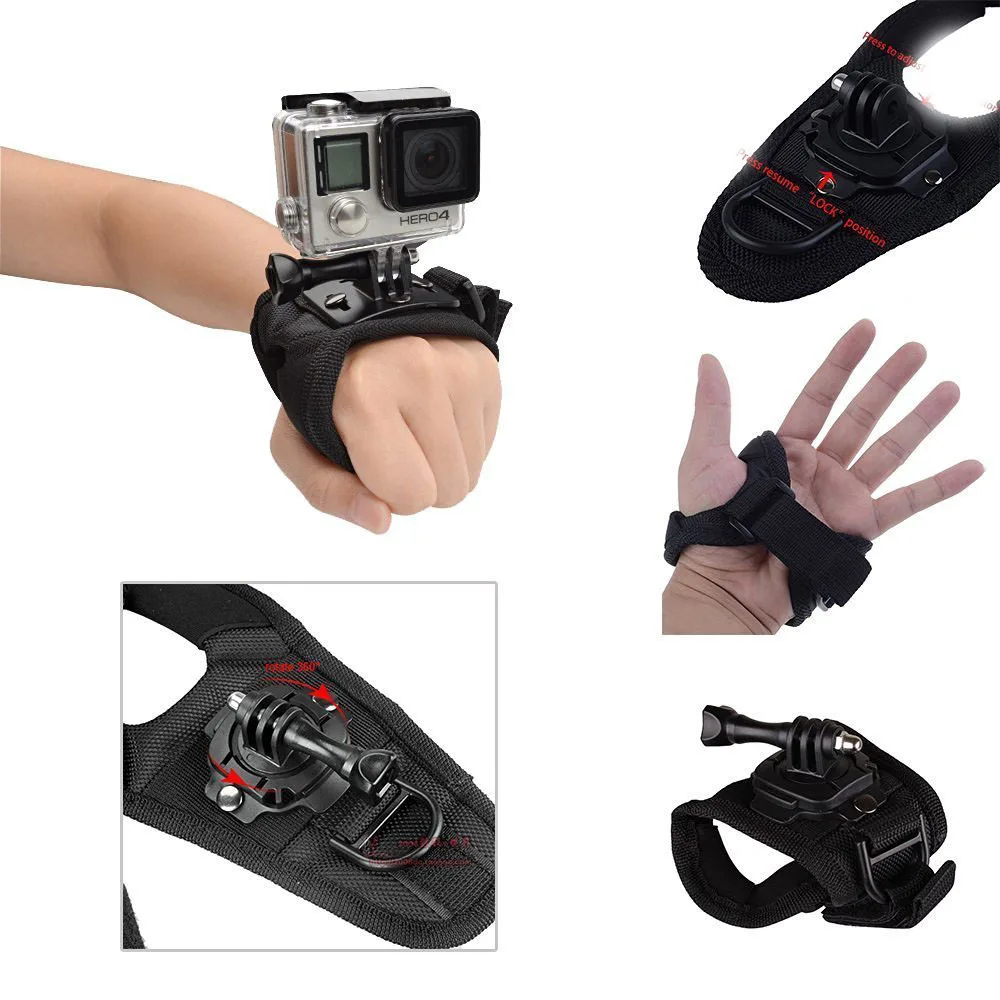 360 Degree Rotation Wrist Hand Strap Band Mount Holder For GoPro Hero 1 2 3 3 4