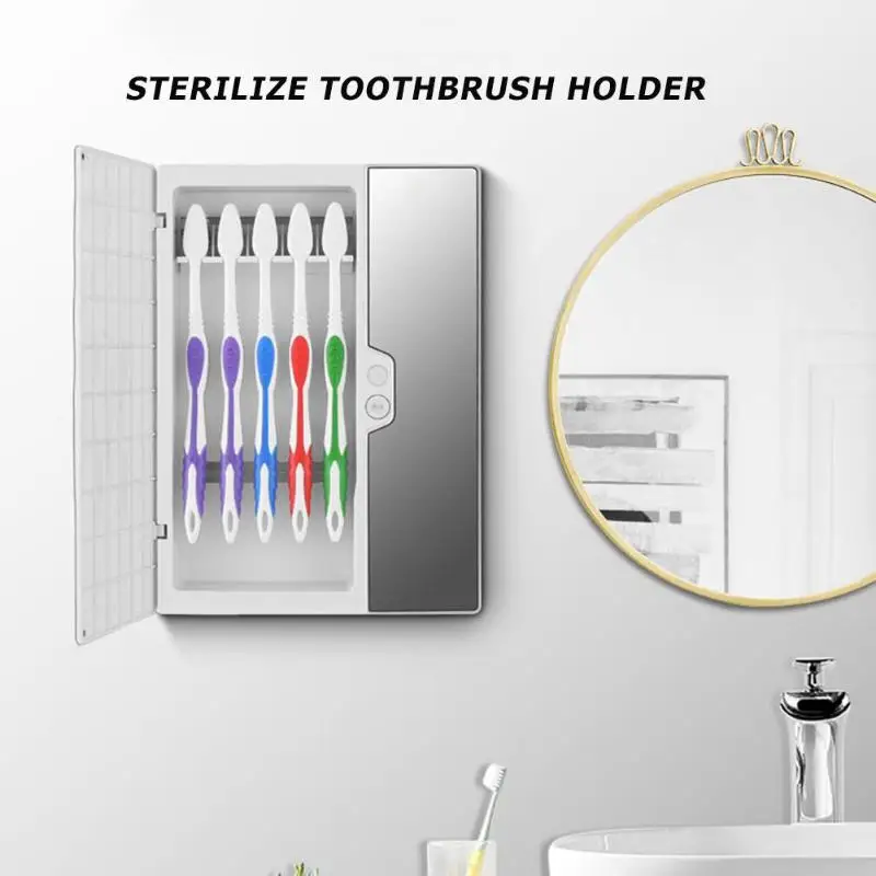 

Bathroom Ultraviolet Toothbrush Sterilizer Holder Toothpaste Squeezer Dispenser Easy To Drain To Prevent Cross-Infection