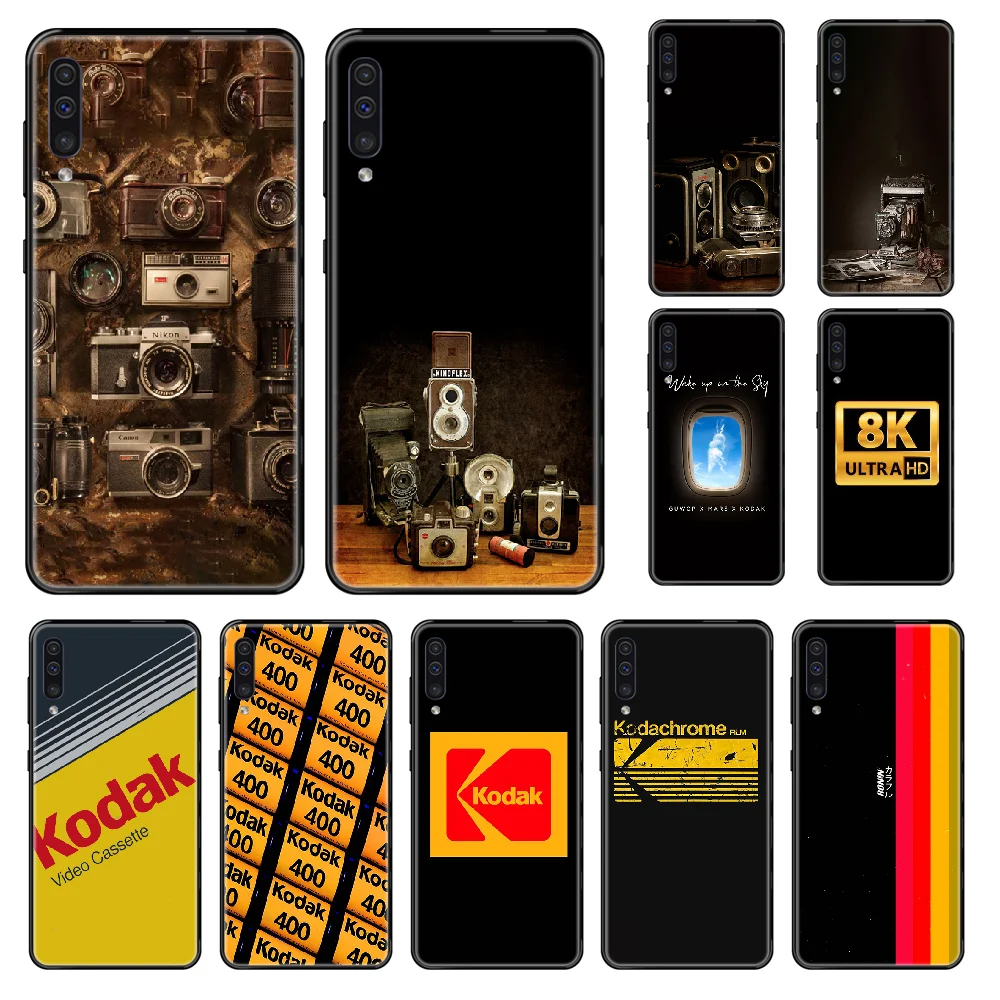 luxury Camera kodak photo Phone case For Samsung Galaxy A 3 5 6 7 8 20 40 50 70 71 E S Plus 2016 2017 2018 black silicone Etui