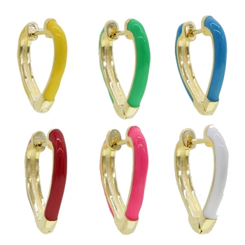 

colorful summer women jewelry Heart shaped rainbow Neon enamel hearts hoop earring