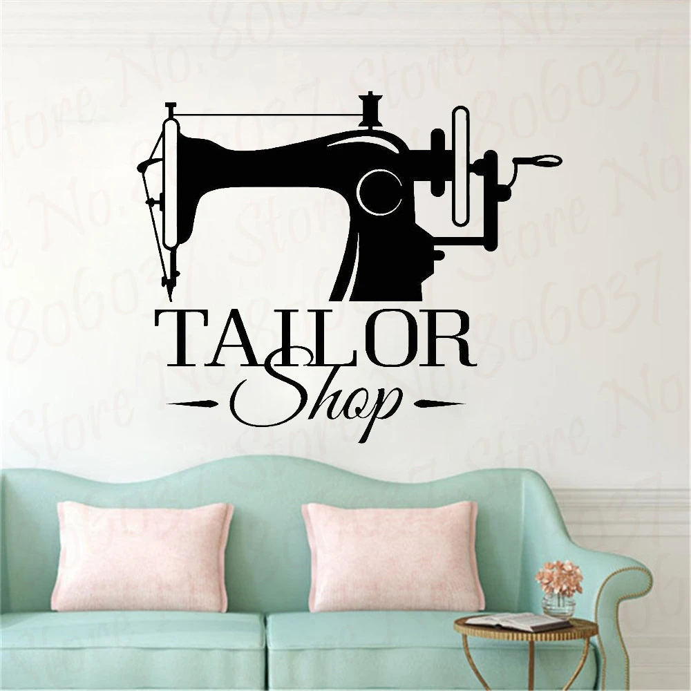 Autocollant Mural Wl993 Etiquette De Couture Design De Mode Couturiere Decor De Fenetre De Bureau D Affaires Affiche Aliexpress
