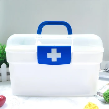 

Portable Medical Case Two-layer First Aid Case with Removable Tray Family Emergency Kit Storage Organizer