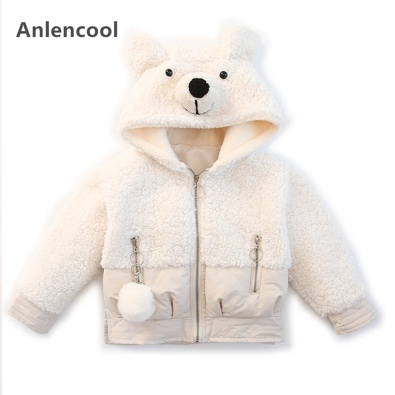 Anlencool/брендовая куртка с капюшоном для девочек; плотная зимняя одежда; Новинка года; иностранное детское хлопковое пальто; хлопковая одежда из овечьей шерсти для маленьких девочек
