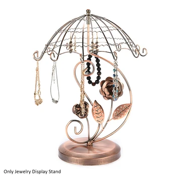 

Home Metal Necklace Earring Counter Showcase Jewelry Display Stand Ornament Storage Store Ring Umbrella Shape Pendant Bedroom