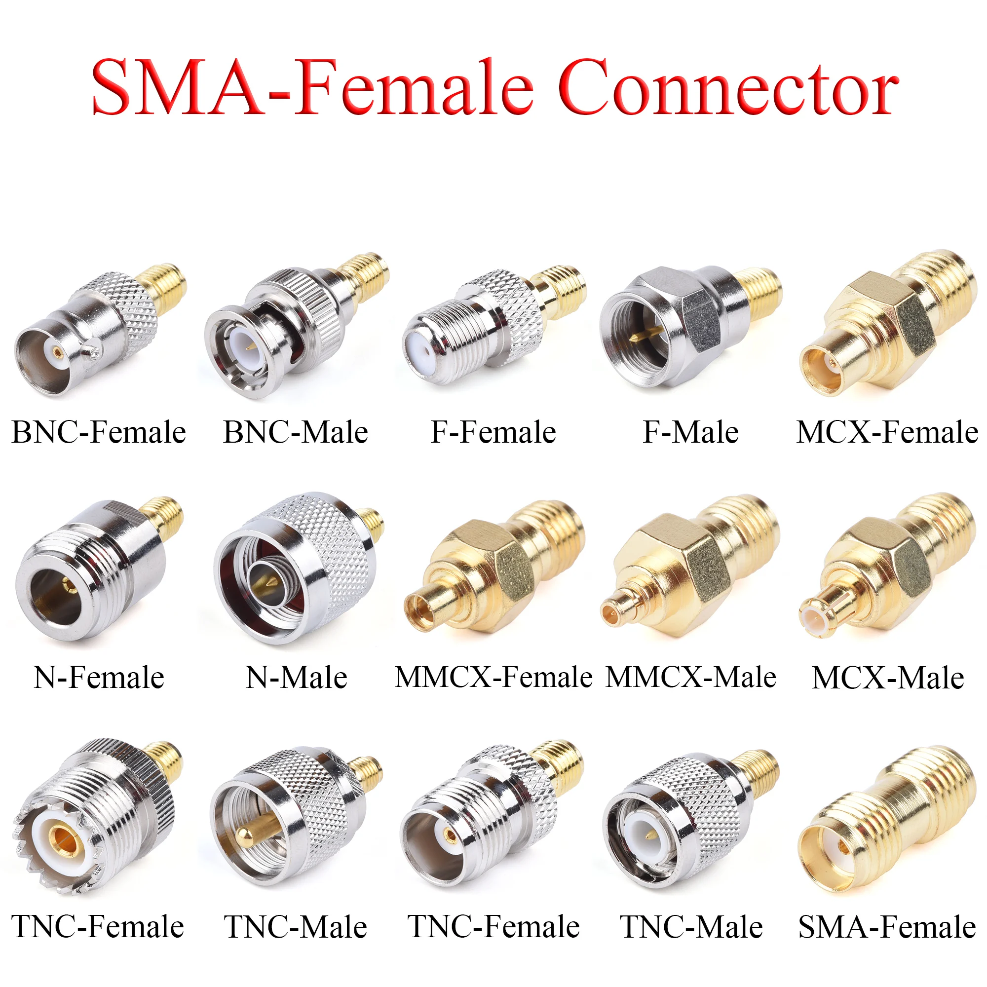 Коаксиальный радиочастотный разъем SMA мама к BNC TNC MCX MMCX UHF N F штекер/гнездо адаптер