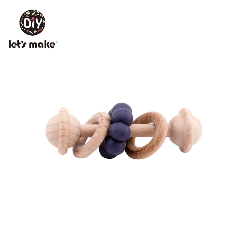 Давайте сделаем детские игрушки Висячие деревянные кольца силиконовые бусины Beech Bell 1 шт. развивающий, образовательный музыкальный погремушка для новорожденных - Цвет: purple