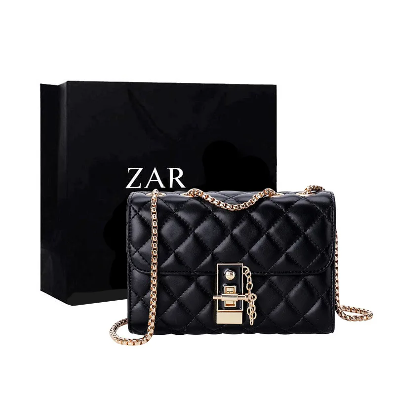

Hot Selling Rhombus Chain Square Sling Bag Fashion WOMEN'S Shoulder Bag Casual New Style Soft Surface Shoulder Bag