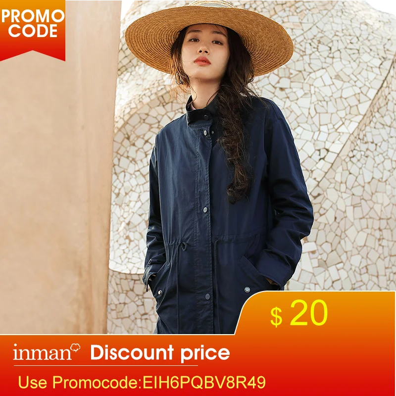 Goede INMAN Voorjaar Kleding Katoen Stand Kraag Leisure, Trenchcoat Jassen Voor Vrouwen Vrouwen